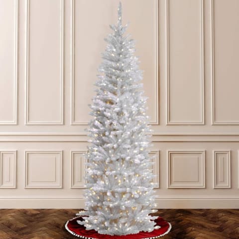 National Tree Company Artificial White Pre-Lit Slim Christmas Tree