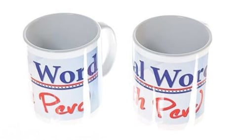 The Final Word with Perd mugs, featured on the NBC TV show Parks and Recreation.