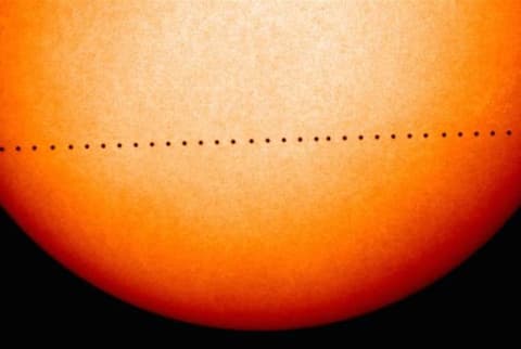 The view from Earth as Mercury transited the Sun in 2006.