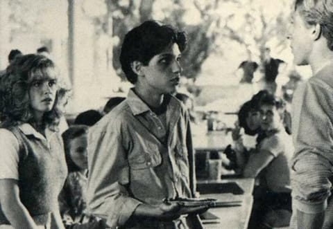 Elisabeth Shue, Ralph Macchio, and William Zabka in The Karate Kid (1984).