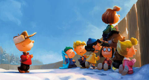 The Peanuts gang in CGI in The Peanuts Movie (2015).