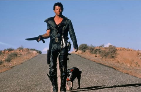 Mel Gibson and Dog star in 'The Road Warrior'