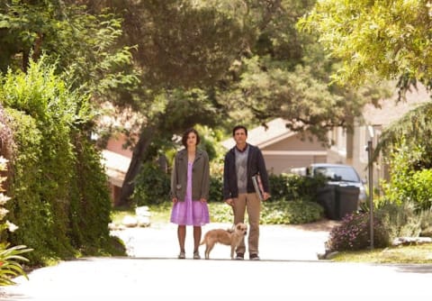 Keira Knightley, Steve Carell and Aleister the shelter dog in 'Seeking a Friend for the End of the World'