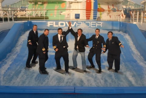 Salcedo (third from the right) with the Royal Caribbean crew