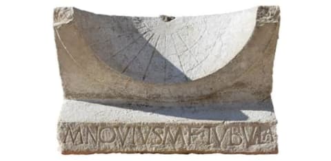 A 2000-year-old Roman sundial, discovered by Cambridge University archaeologists in the ancient Italian town of Interamna Lirenas.