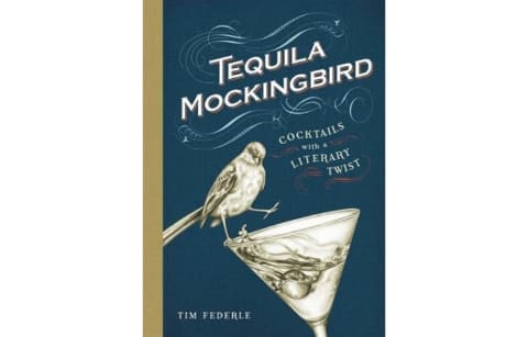 The cover of 'Tequila Mockingbird' shows an illustrated bird perched on a martini glass